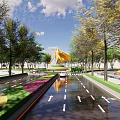Well Designed Road Infrastructure With Lanes Arrow Markings Green Belts And Trees