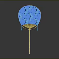 Blue Hanging Ornament with Wooden Handle and Hollow Patterns for Home Decor