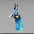 Peacock Head With Vibrant Blue Feathers And Colorful Crest On Dark Background