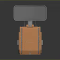 Orange Cube Shaped Robot Character With Black Screen And Metal Structure