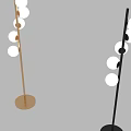 Modern Floor Lamp With White Spherical Shades And Gold Black Poles Design