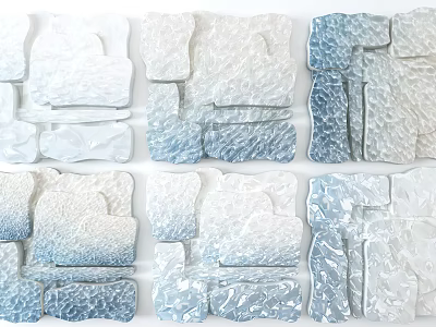 Textured Wall Decor with White and Light Blue Gradient Tiles for Interior Design 3d model