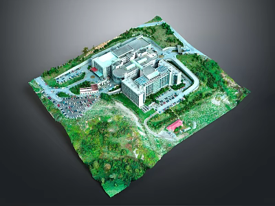Modern Large Building Complex Architectural Design With Greenery Parking Areas And Roads 3d model