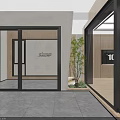 Modern Furniture Showroom With Open Space Glass Windows And Indoor Plants