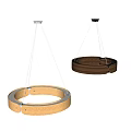 Modern Wooden Ring Chandeliers With Hanging Design And Black White Bases