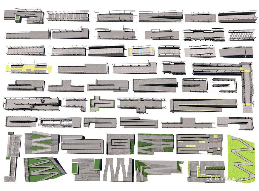 Modern Architectural Structural Components Design With Beams Columns Frames And Panels 3d model 