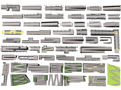 Modern Architectural Structural Components Design With Beams Columns Frames And Panels 3d model