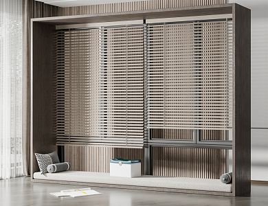 New Chinese-style Venetian Blinds Shutter Bay Window 3d model