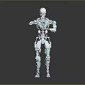 Futuristic Humanoid Robot Character With Mechanical Joints Teal Core And Articulated Limbs