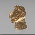 Realistic Brown T Rex Dinosaur Head Model With Open Mouth Sharp Teeth And Detailed Texture