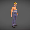 Man Wearing Yellow Hard Hat Orange Reflective Vest and Blue Pants as Construction Worker