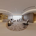 Modern Minimalist Living And Dining Room With Wooden Panel Walls And Recessed Lighting