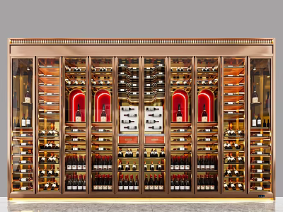 Luxury Modern Wine Cabinet With Glass Door And Metal Frame For Wine Storage 3d model