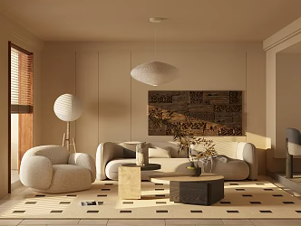 Modern Home Living Room Sofa Coffee Table Combination Jewelry Ornaments Green Plant Potted Plant Floor Lamp Carpet Chandelier Decorative Painting 3d model