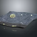 Natural Wooden Stone Slab With Golden Decorative Inlay And Smooth Surface Texture