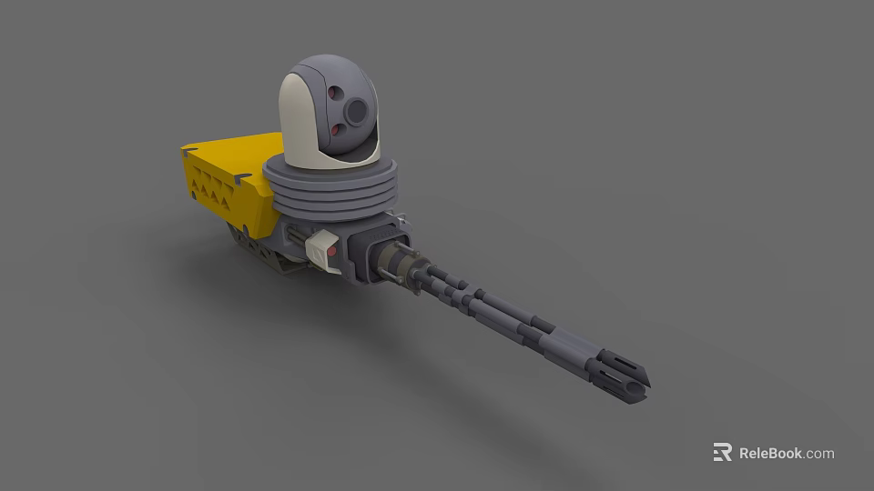 Advanced Weapon Design With Yellow Component Gray Body And Long Barrel 3d model 
