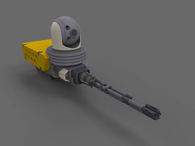 Advanced Weapon Design With Yellow Component Gray Body And Long Barrel 3d model