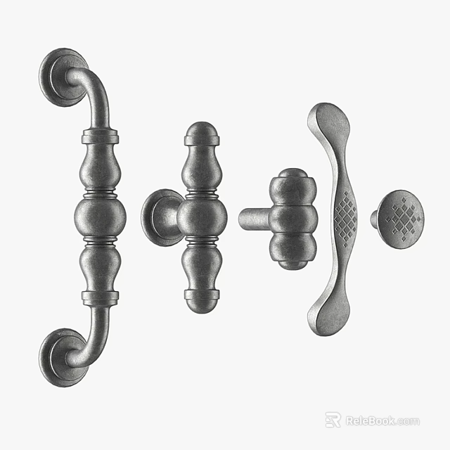 Different Styles Of Metal Hardware Handles For Cabinets And Doors 3d model 
