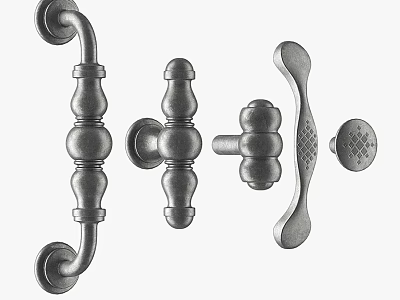 Different Styles Of Metal Hardware Handles For Cabinets And Doors 3d model