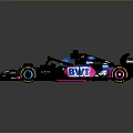 F1 Race Car With Black Blue Pink Livery BVV Logo Streamlined Body And Colorful Wheels