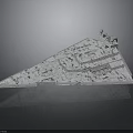 Detailed Space Starship Model With Triangular Structure And Cosmic Design Elements 3d model