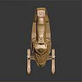 Golden Snowmobile With Streamlined Metallic Design And Reflective Surface Details