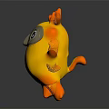 Adorable Cartoon Mythical Creature With Yellow Body Orange Antlers And Gray Mask