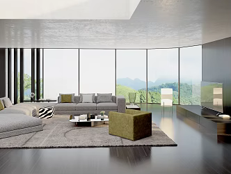 Modern Living Room Fabric Corner Sofa Combination 3d model