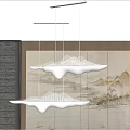 Two White Wave Shaped Layered Chandeliers With Soft Light For Interior Decoration 3d model