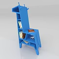 Fun Blue Giraffe Shaped Kids Bookcase With Multiple Shelves And Books