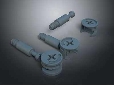 Gray Lighting Fixture Set with Assembly Components and Cross Screw Hole Design 3d model