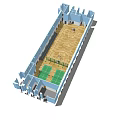 Sports Equipment For Indoor Basketball Court And Two Tennis Courts With Hoops And Nets