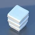 Stacked White Square Household Daily Use Items on Blue Surface 3d model