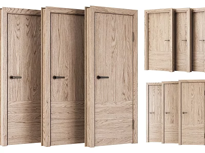 Wooden Hinged Doors With Natural Grain Modern Design For Home Interior Spaces 3d model