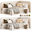 Modern Soft Upholstered Kids Bed With Lovely Fox Pillows And Multiple Fabric Color Choices