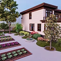 Japanese Garden Landscape With Stone Stepping Path Maple Trees And Stone Lanterns
