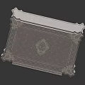 Dark Wood Decorative Tabletop Furniture With Intricate Carved Diamond Patterns And Ornate Edges