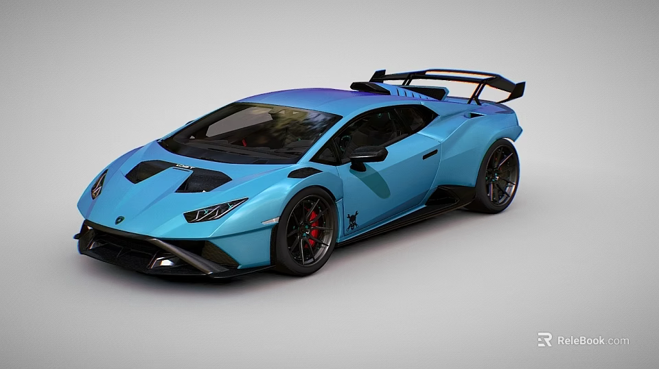 Light Blue Sports Car With Aerodynamic Features 3d model 