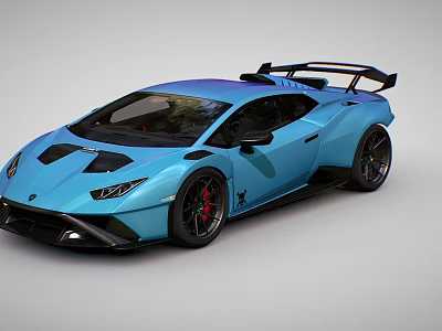 Light Blue Sports Car With Aerodynamic Features 3d model