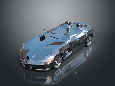 Modern Silver Convertible Sports Car With Sleek Body And Shiny Exterior Design 3d model