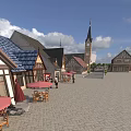 Hinged Wooden Door In Medieval Town Square With Traditional Architecture And Historic Building Features