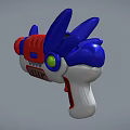 Dinosaur Shaped Toy Gun With Blue Red White Colors And Green Eye Design
