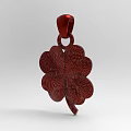 Artistic Clover Shaped Red Pendant Art Installation With Intricate Texture And Hanging Loop