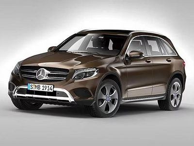 Modern Technology Exhibition Hall Showcasing Brown Mercedes SUV With License Plate 3d model