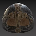 Medieval Vintage Helmet With Metal Construction Leather Accents And Rivet Details