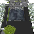 Modern Curved Pergola Design With Wooden Grille Roof Marble Walls And Water Feature