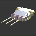 Detailed Turret Model With Three Barrels And Shiny Metallic Surface Design 3d model