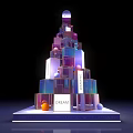 Colorful Tower Like Structure With Stacked Cubes Top Sphere DREAM Lettering And Person Standing Beside