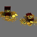 Open Treasure Chests Filled With Gold Coins Jewels And Scattered Coins