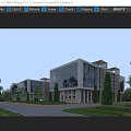 Modern Office Building Exterior Design With Glass Curtain Walls Wooden Elements And Landscaped Trees